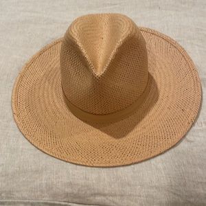 Janessa Leone Straw Fedora Hat in Natural Beige